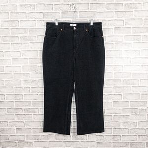 RE/DONE Women's 70s Corduroy Loose Crop Pants in Washed Black Size 32